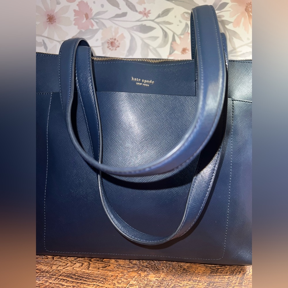Kate Spade Blue Leather Tote Bag - Picture 5 of 11